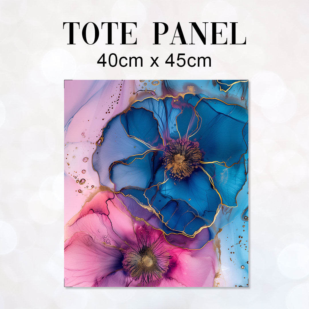 TOTE Fabric Bag Panel Abstract Ink Flowers 5 TP-225