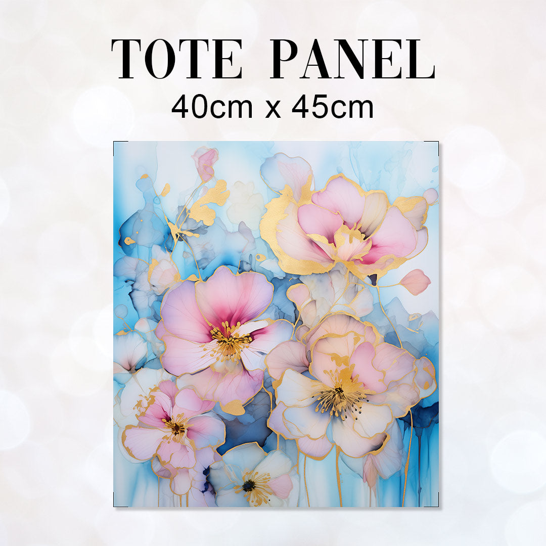 TOTE Fabric Bag Panel Abstract Ink Flowers 6 TP-226