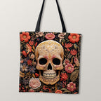 TOTE Fabric Bag Panel Blooming Skull TP-228