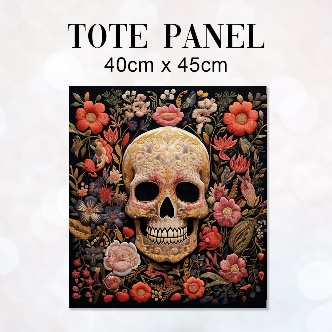 TOTE Fabric Bag Panel Blooming Skull TP-228