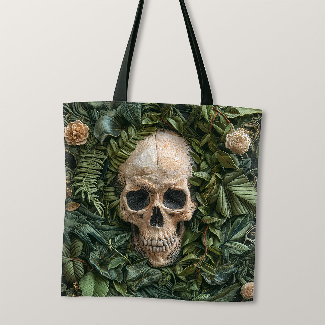 TOTE Fabric Bag Panel Botanical Requiem Skull TP-229