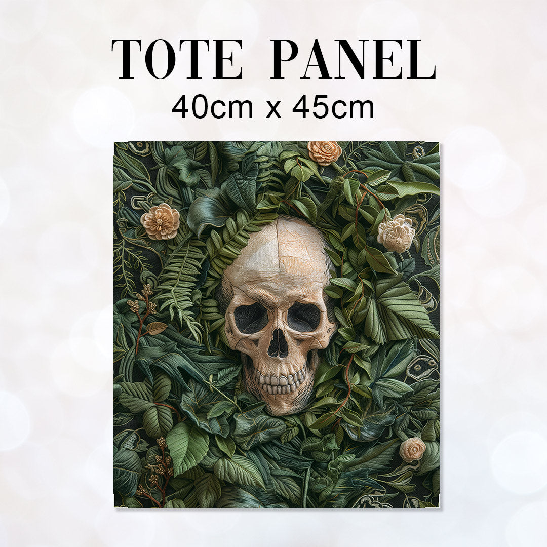 TOTE Fabric Bag Panel Botanical Requiem Skull TP-229