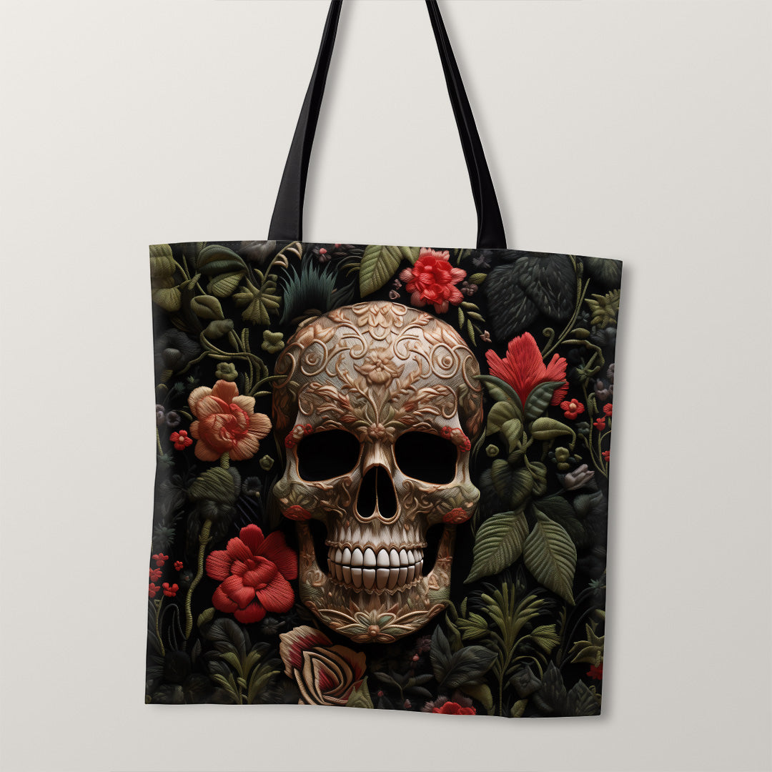 TOTE Fabric Bag Panel Dark Garden Skull TP-230