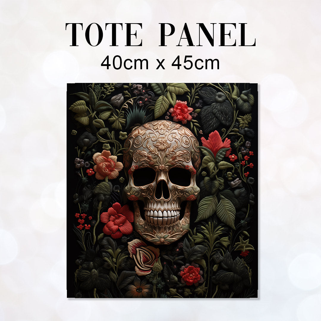 TOTE Fabric Bag Panel Dark Garden Skull TP-230