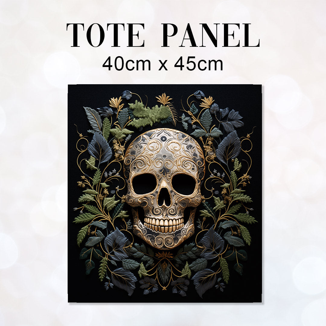 TOTE Fabric Bag Panel Dark Vines Skull TP-231