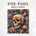 TOTE Fabric Bag Panel Embroidered Floral Skull TP-235