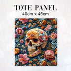 TOTE Fabric Bag Panel Embroidered Floral Skull TP-235