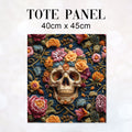 TOTE Fabric Bag Panel Embroidered Floral Skull 2 TP-236