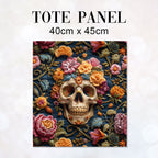 TOTE Fabric Bag Panel Embroidered Floral Skull 2 TP-236