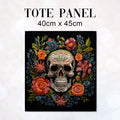 TOTE Fabric Bag Panel Embroidered Skull Black TP-237