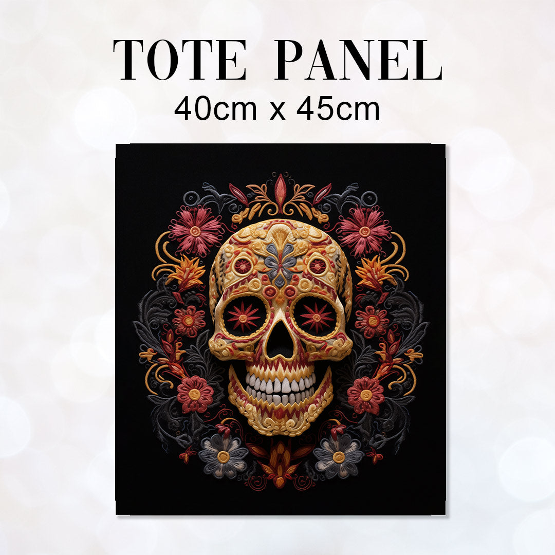 TOTE Fabric Bag Panel Fiery Skull TP-238