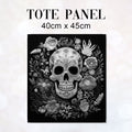 TOTE Fabric Bag Panel Floral Skull Mono TP-239