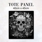TOTE Fabric Bag Panel Floral Skull Mono TP-239
