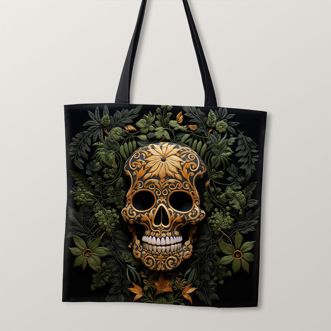TOTE Fabric Bag Panel Gold Skull TP-241