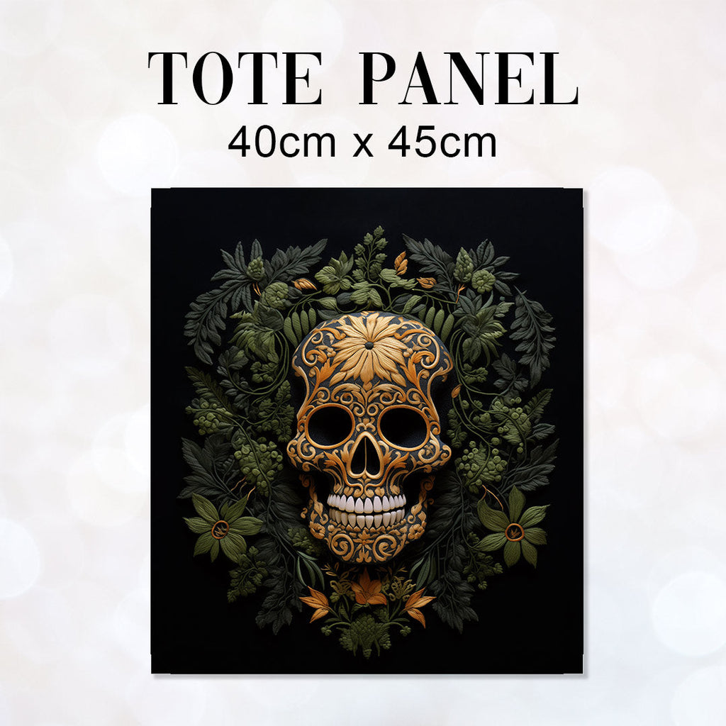 TOTE Fabric Bag Panel Gold Skull TP-241