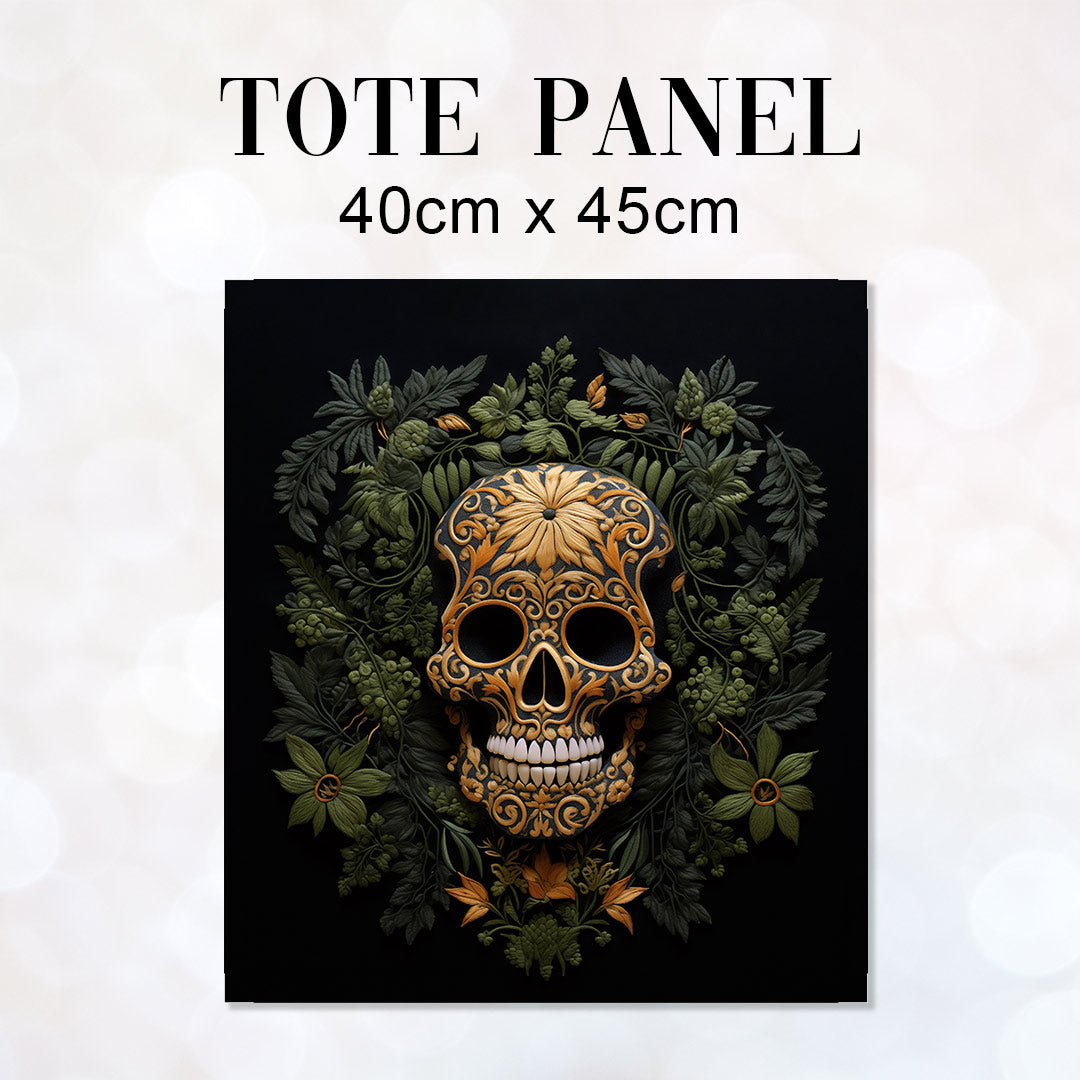 TOTE Fabric Bag Panel Gold Skull TP-241