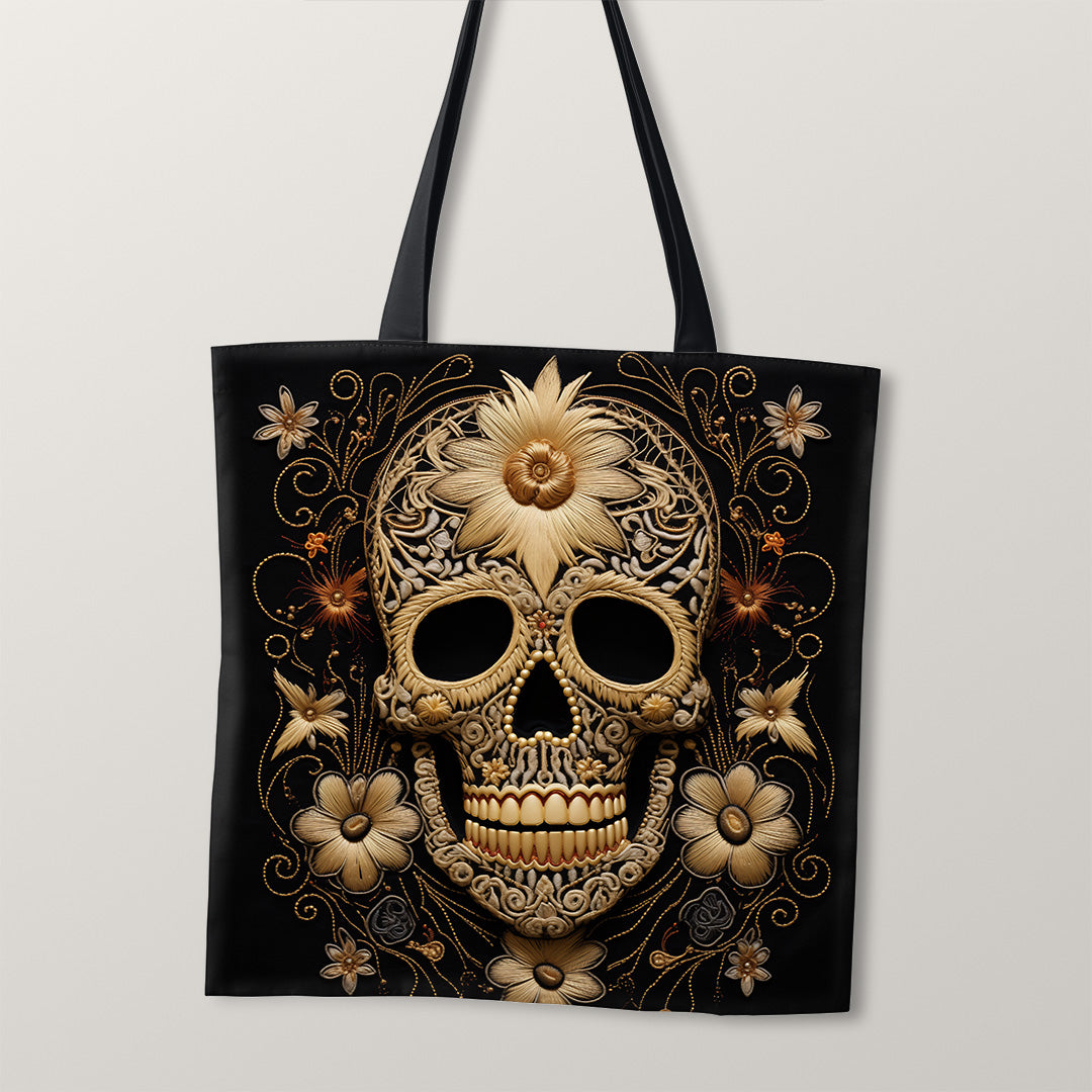 TOTE Fabric Bag Panel Golden Skull TP-242