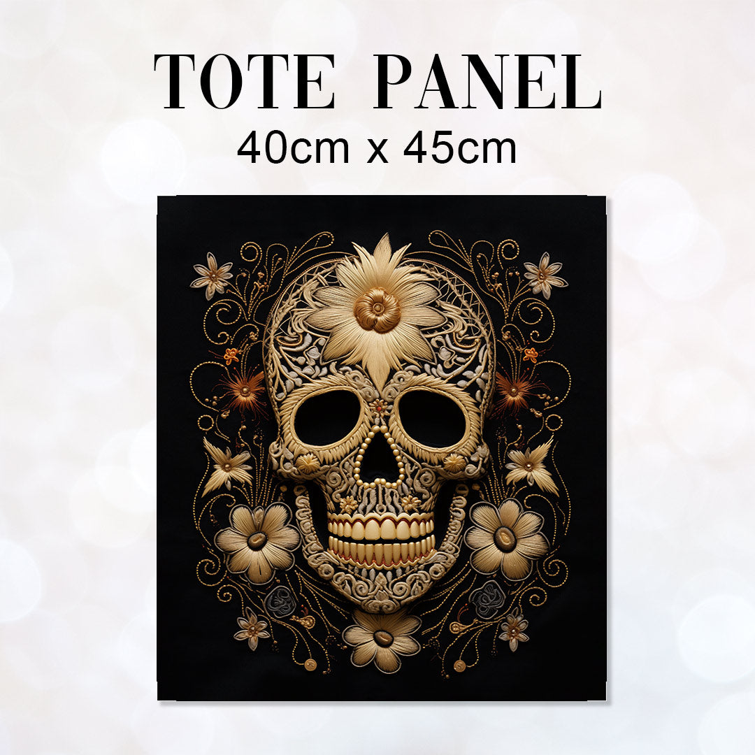 TOTE Fabric Bag Panel Golden Skull TP-242