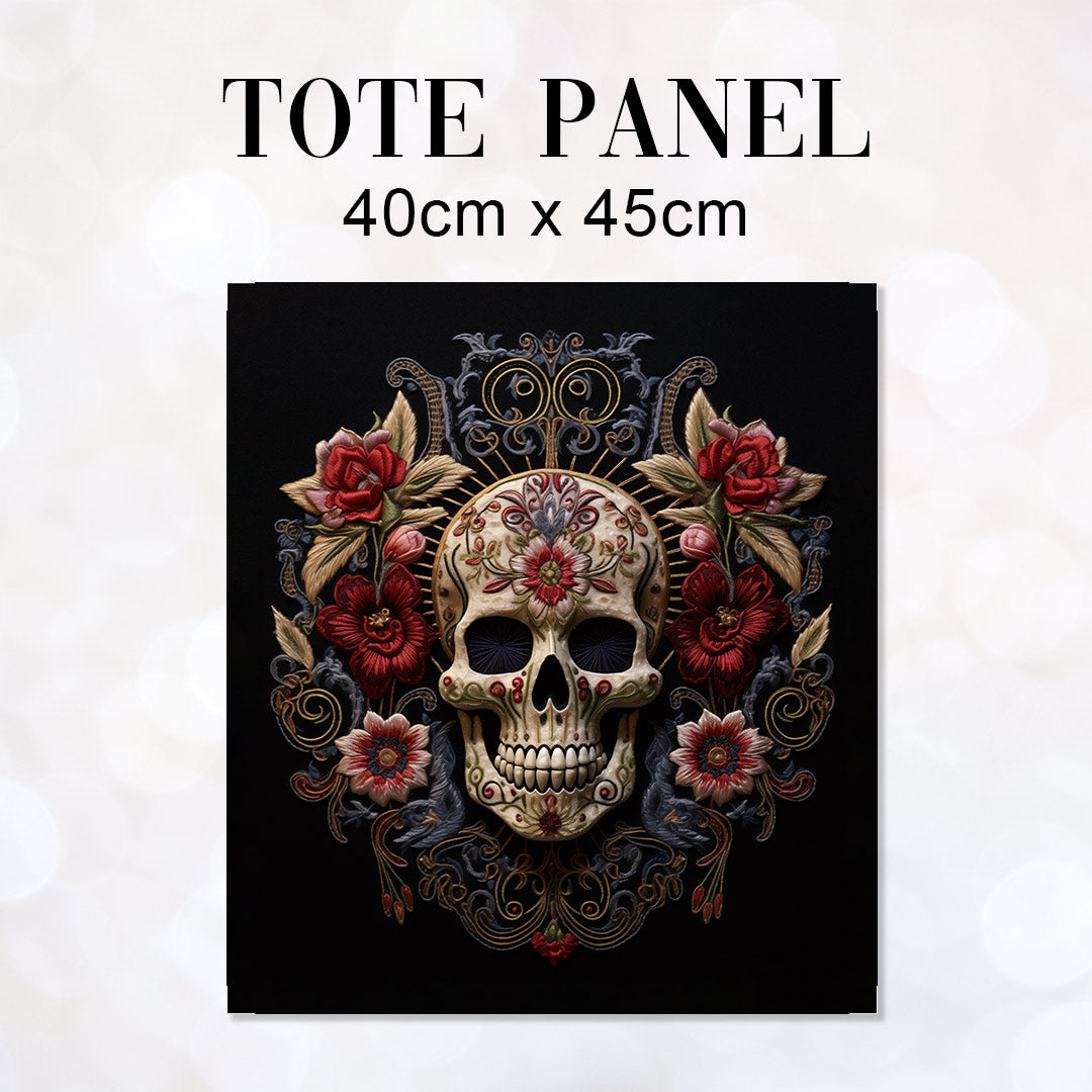 TOTE Fabric Bag Panel Memento Flori Skull TP-244