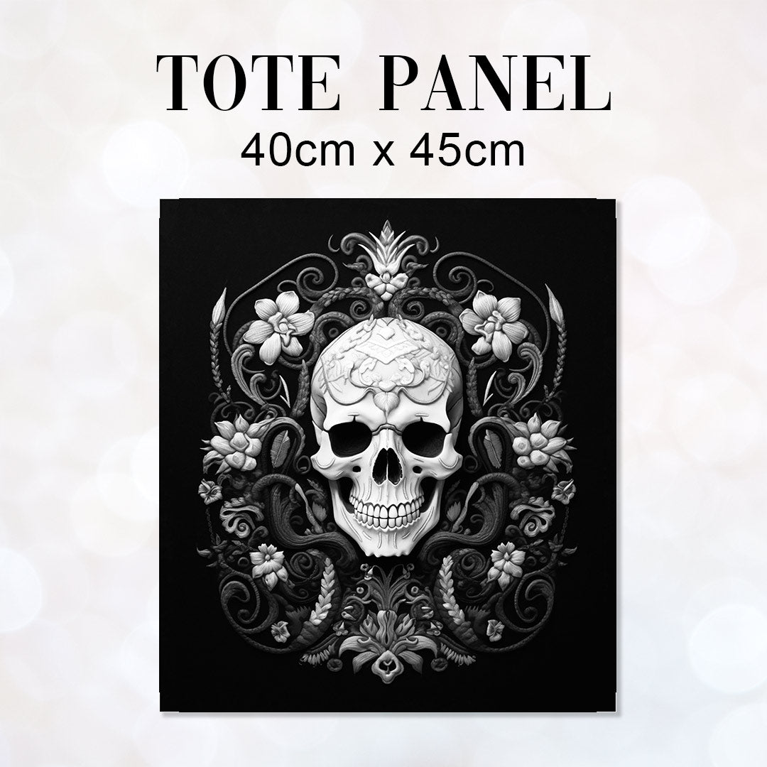TOTE Fabric Bag Panel Obsidian Skull Mono TP-245