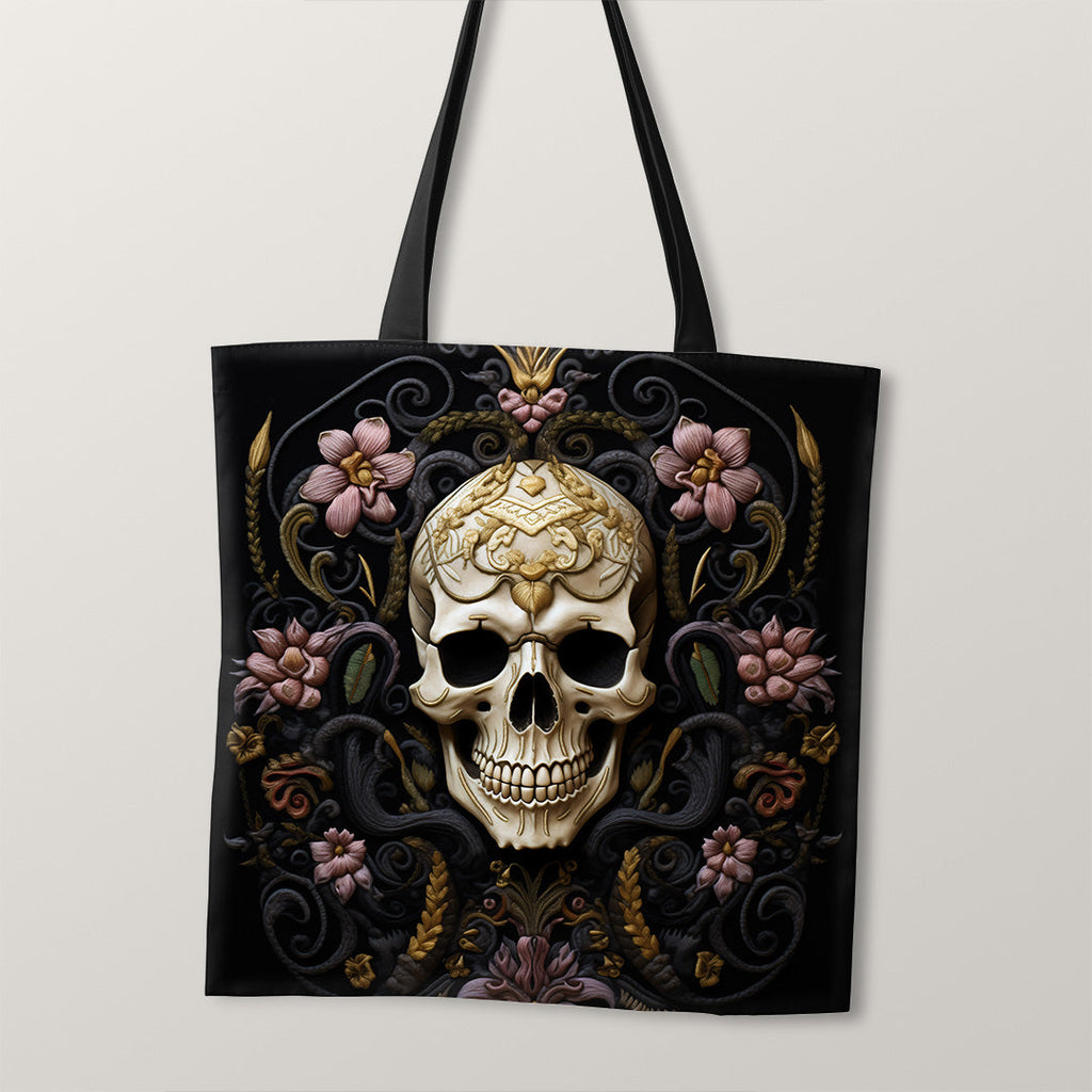 TOTE Fabric Bag Panel Obsidian Skull TP-246