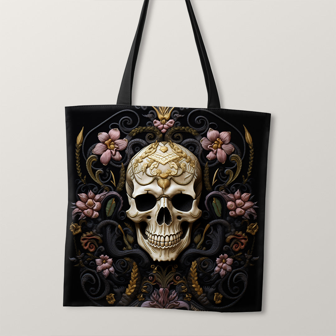 TOTE Fabric Bag Panel Obsidian Skull TP-246