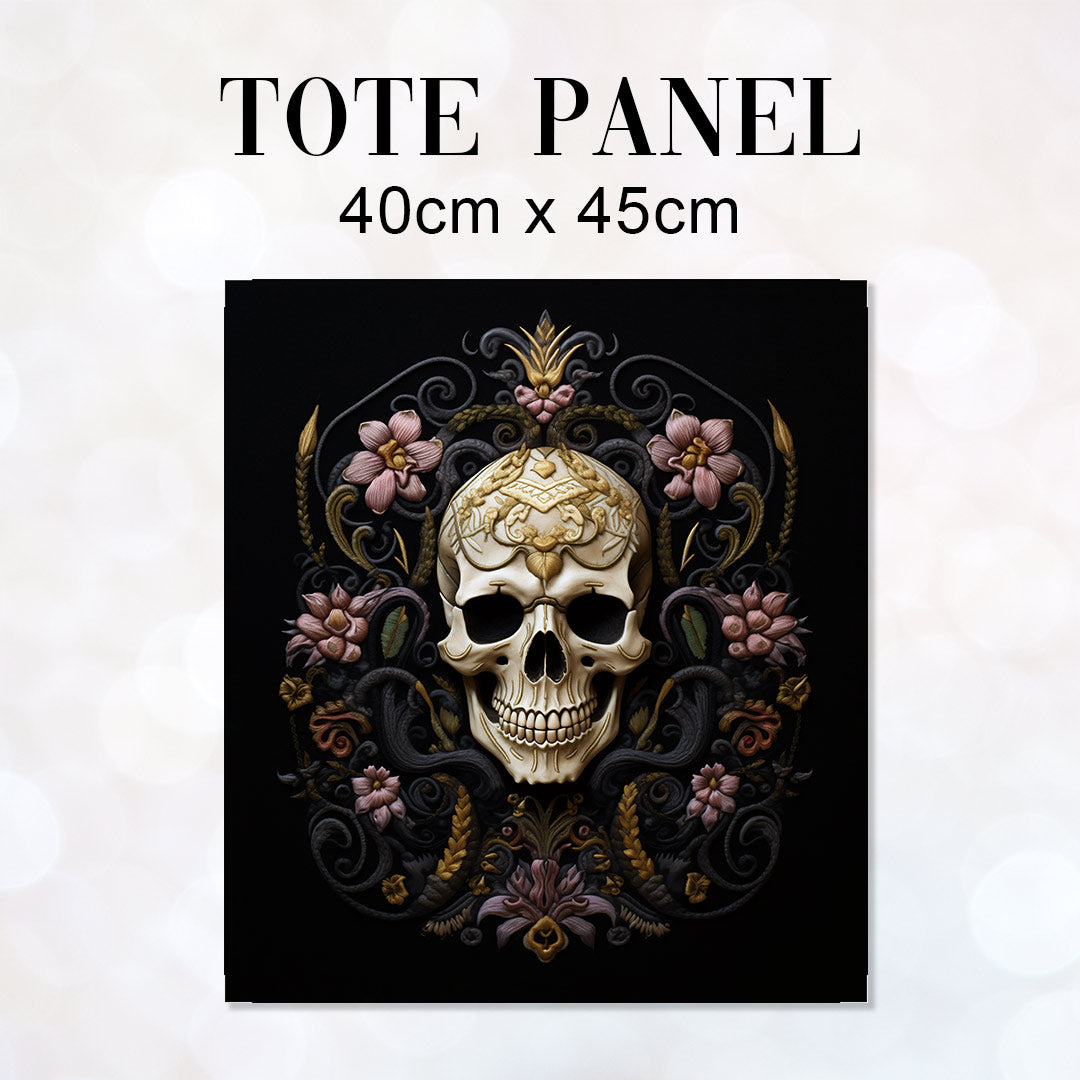 TOTE Fabric Bag Panel Obsidian Skull TP-246