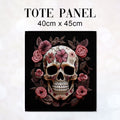 TOTE Fabric Bag Panel Pink Roses Skull TP-248
