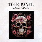TOTE Fabric Bag Panel Pink Roses Skull TP-248