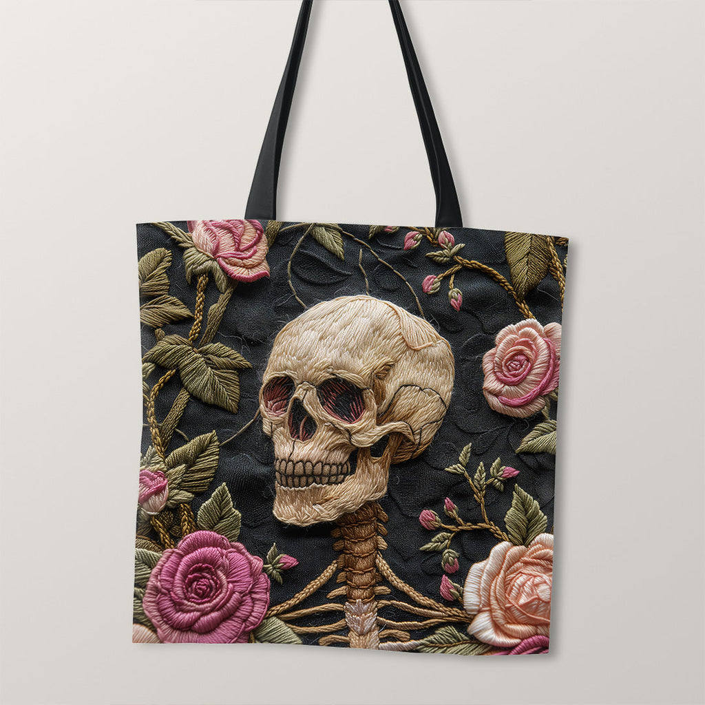 TOTE Fabric Bag Panel Skeleton and Roses TP-249