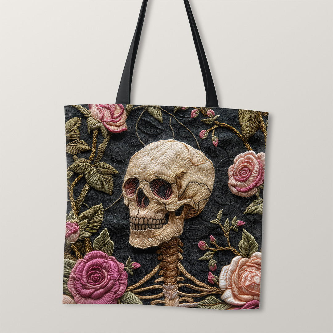 TOTE Fabric Bag Panel Skeleton and Roses TP-249