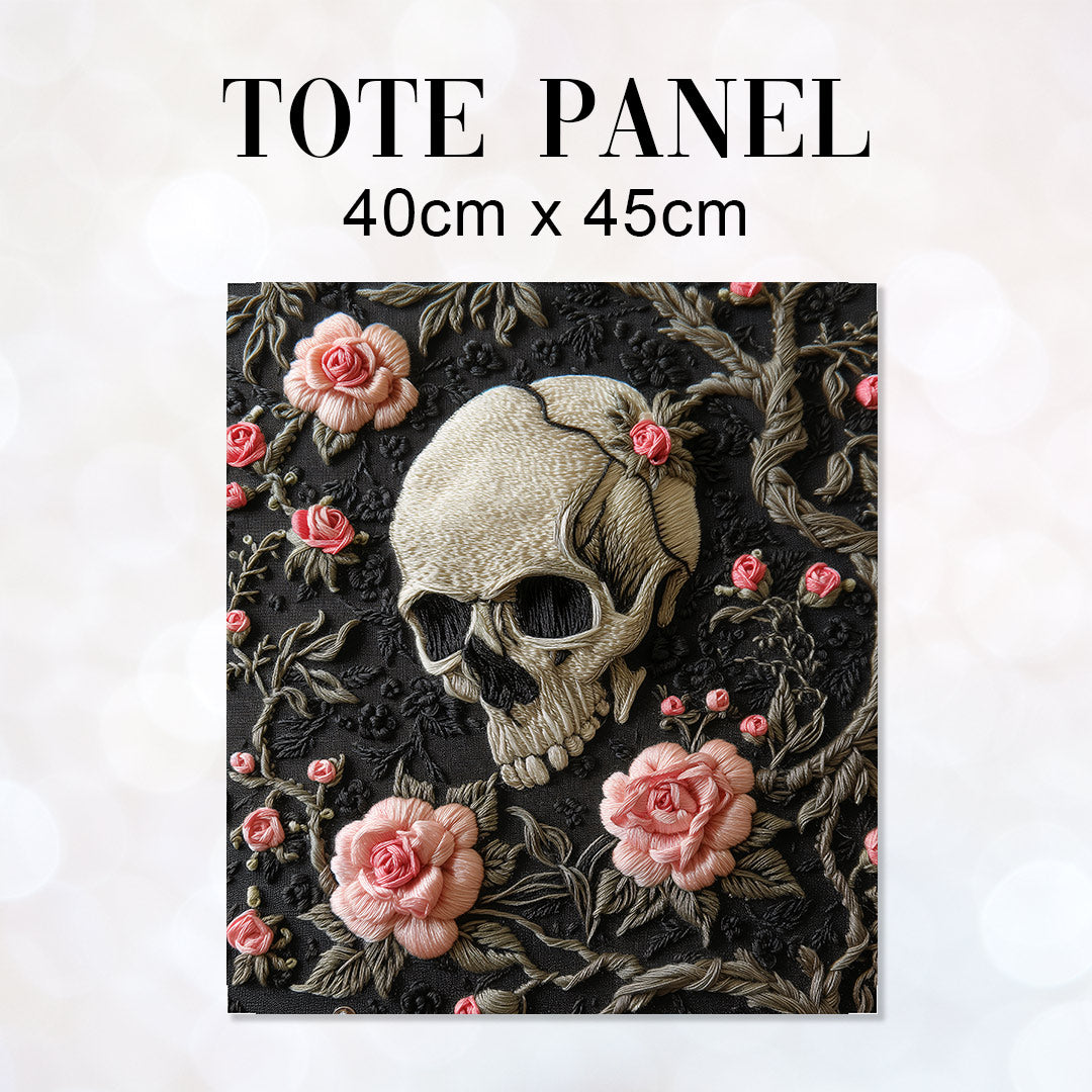 TOTE Fabric Bag Panel Skull and Roses TP-250