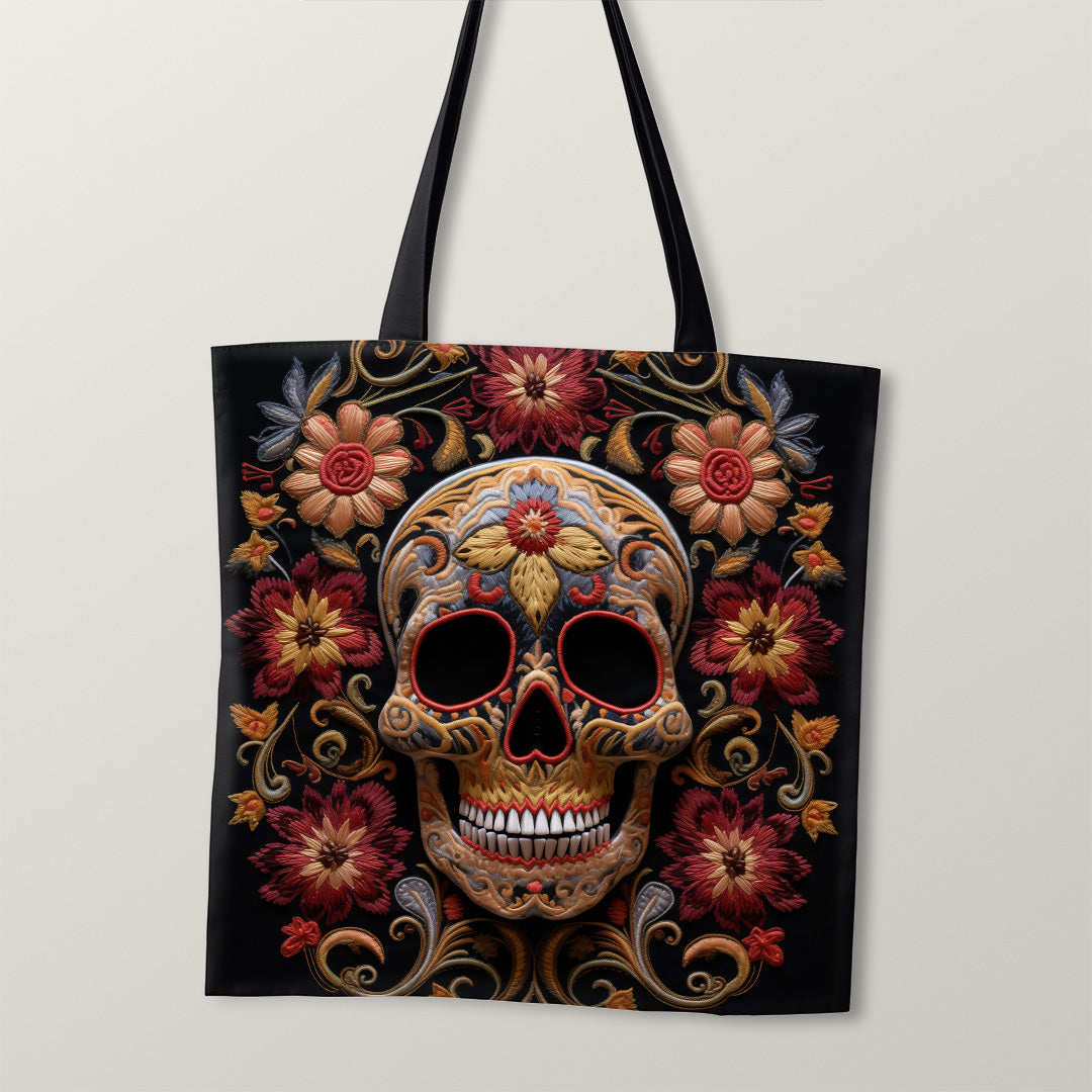 TOTE Fabric Bag Panel Sunset Bloom Skull TP-251