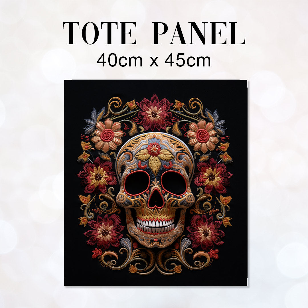 TOTE Fabric Bag Panel Sunset Bloom Skull TP-251