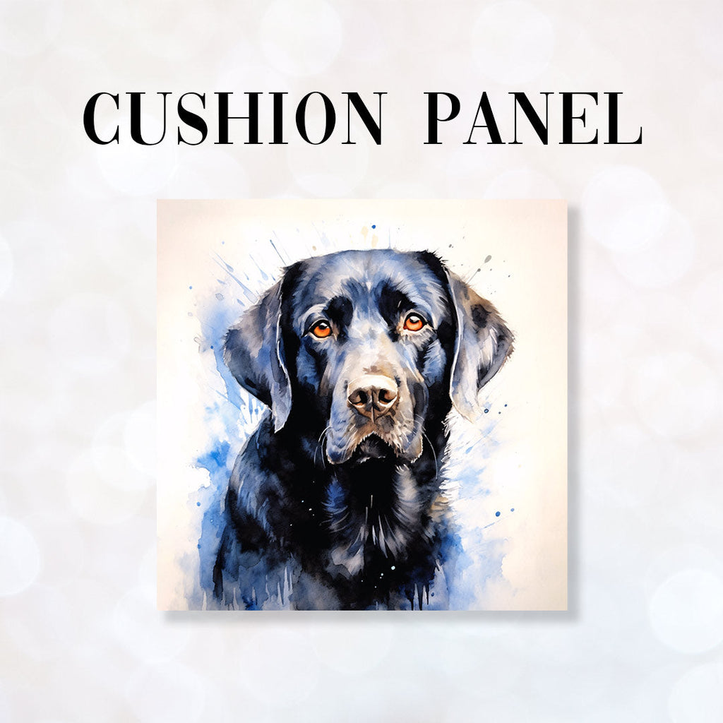CUSHION Fabric Panel Watercolour Black Labrador CP-3