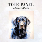 TOTE Watercolour Black Labrador TP-3 Fabric Bag Panel