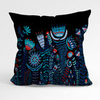 CUSHION Fabric Panel Folk Floral Black CP-30