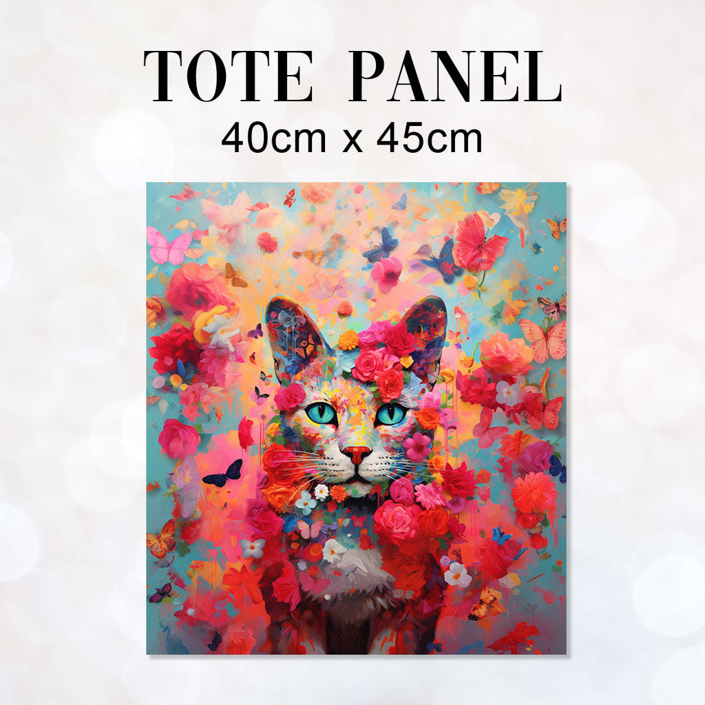 TOTE Floralicious Cat TP-35 Fabric Bag Panel