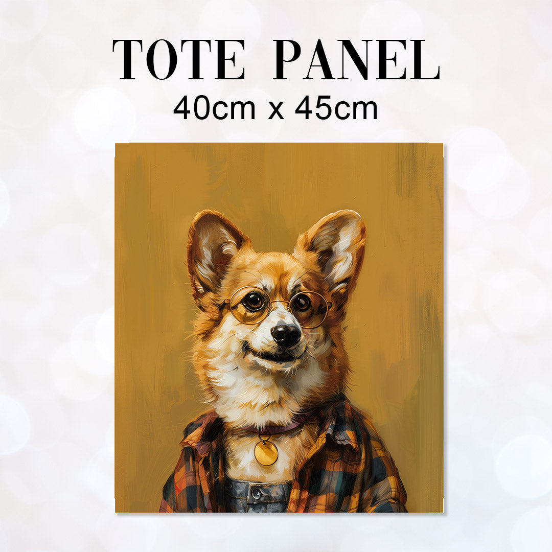 TOTE Hipster Corgi 2 Fabric Bag Panel TP-358