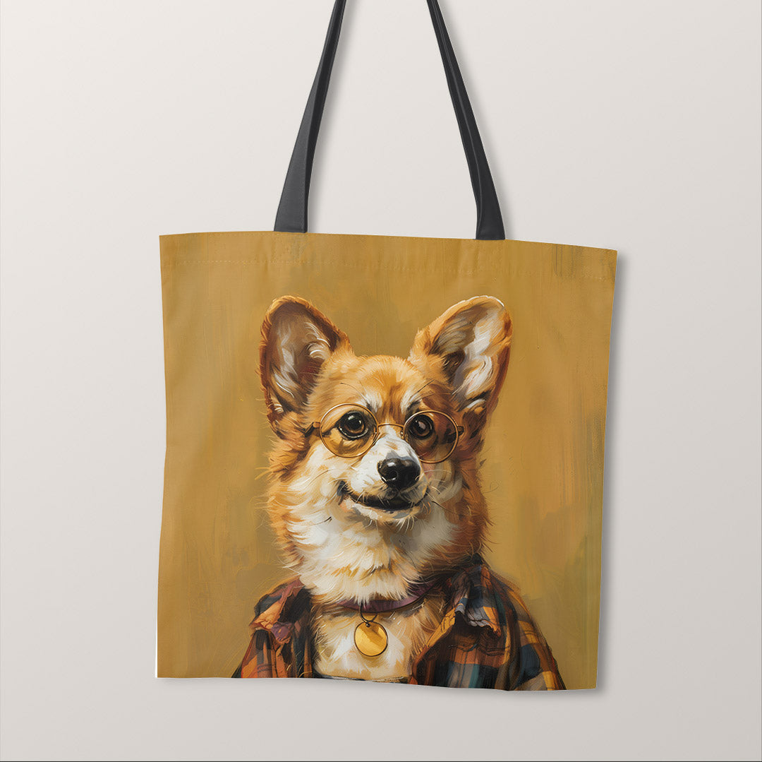 TOTE Hipster Corgi 2 Fabric Bag Panel TP-358