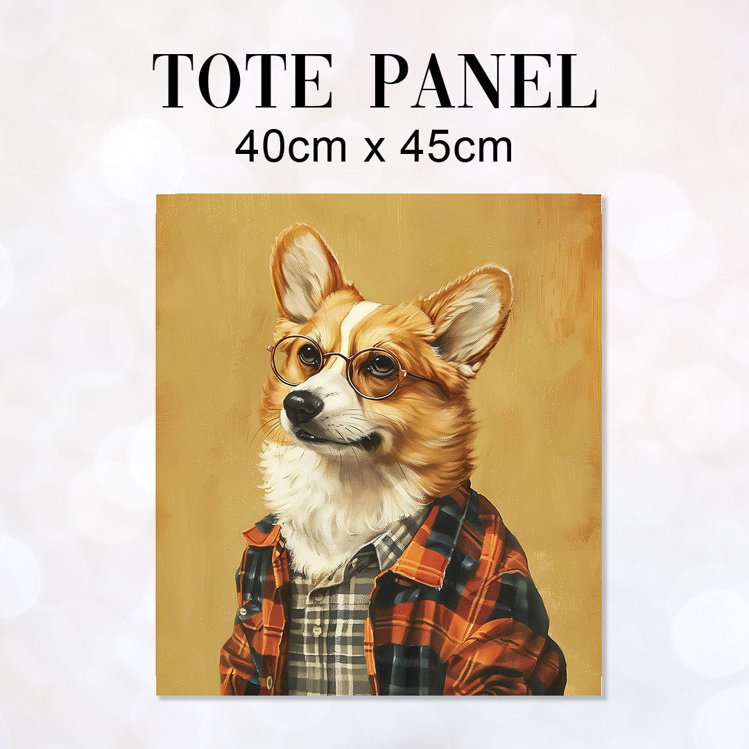 TOTE Hipster Corgi 3 Fabric Bag Panel TP-359