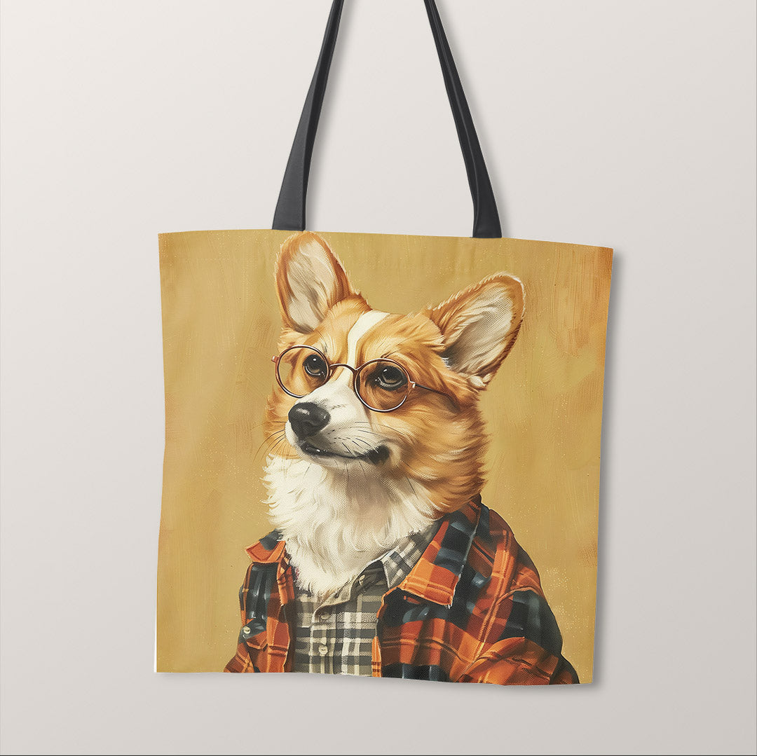 TOTE Hipster Corgi 3 Fabric Bag Panel TP-359