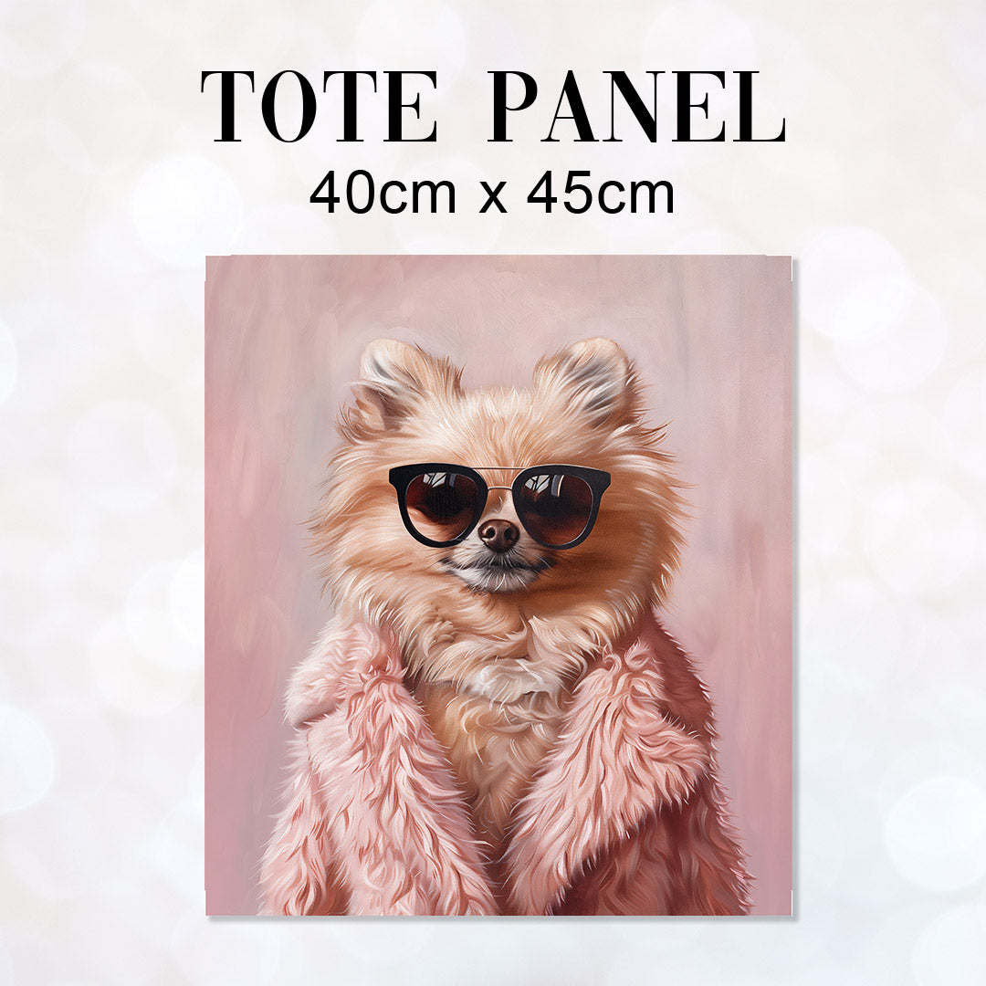 TOTE Chihuahua Pink Fur Fabric Bag Panel TP-365