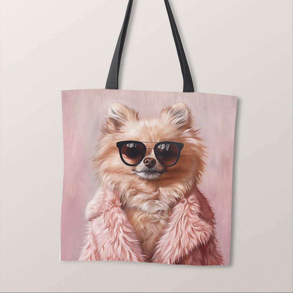 TOTE Chihuahua Pink Fur Fabric Bag Panel TP-365