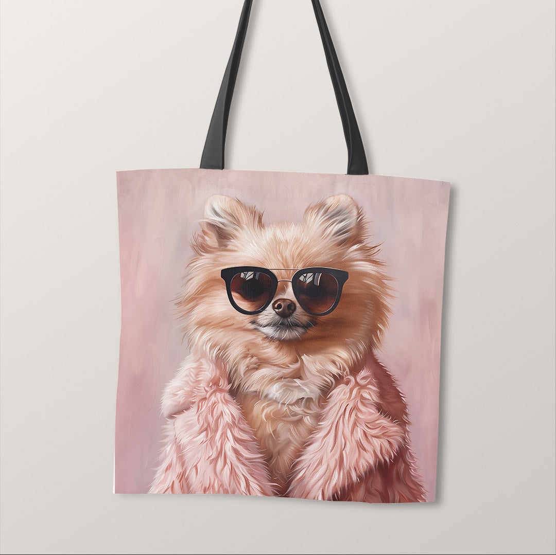 TOTE Chihuahua Pink Fur Fabric Bag Panel TP-365