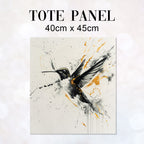TOTE Charcoal and Gold Hummingbird Fabric Bag Panel TP-378