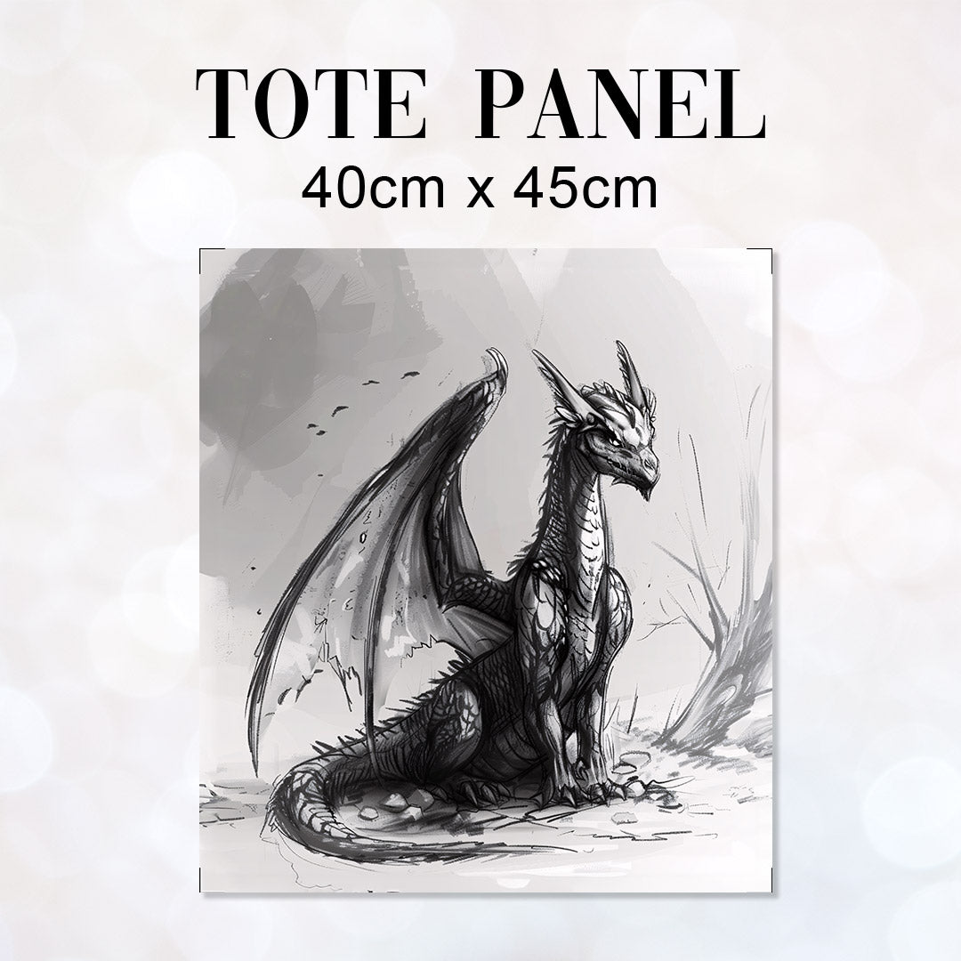 TOTE Charcoal Dragon Fabric Bag Panel TP-379