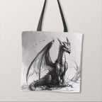 TOTE Charcoal Dragon Fabric Bag Panel TP-379