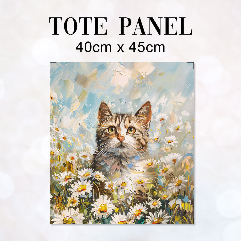 TOTE Daisy Field Cat Fabric Bag Panel TP-382