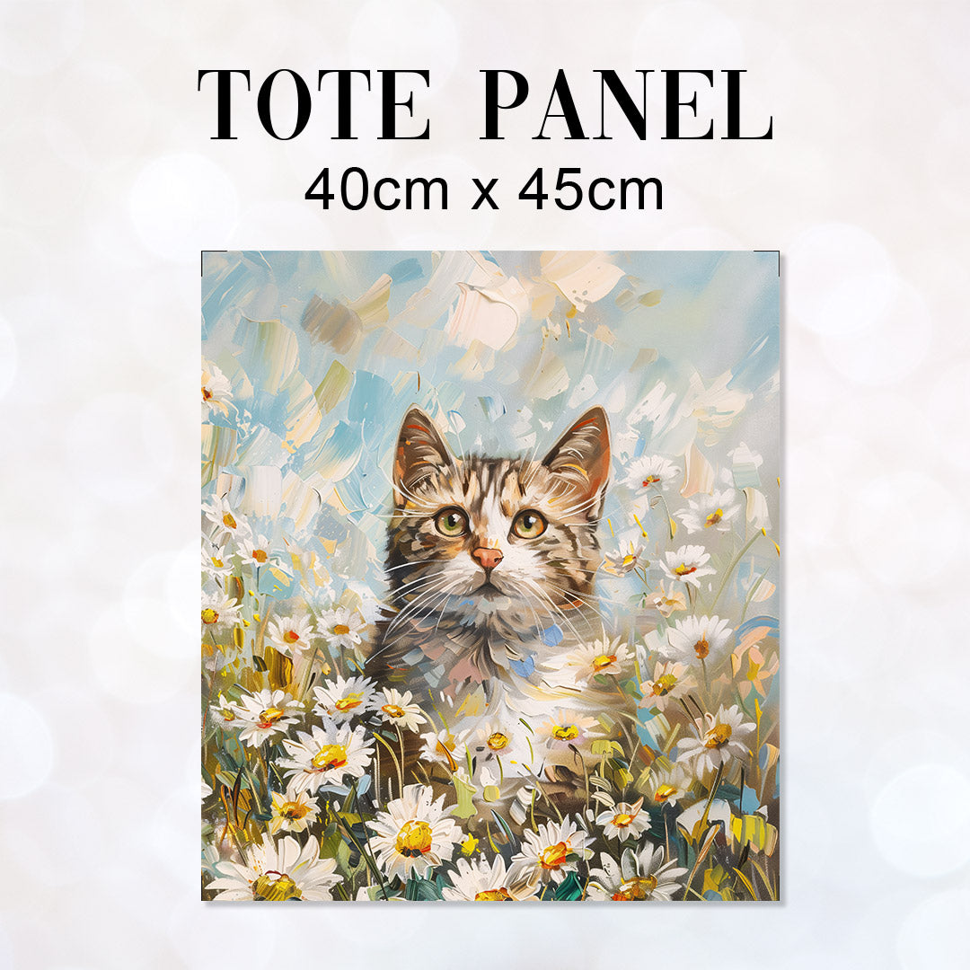 TOTE Daisy Field Cat Fabric Bag Panel TP-382
